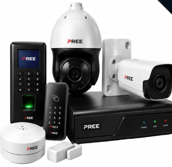 CCTV cameras, access control readers and recording equipment from the Pree brochure